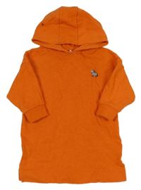 Oranžové teplákové šaty se zebrou a kapucí Next