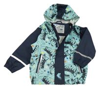 Tyrkysovo-tmavomodrá nepromokavá bunda s topánkami a kapucňou Lupilu