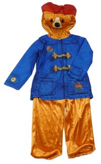 Kockovaným - Modro-medová zamatová kombinéza s kapucí - Paddington George