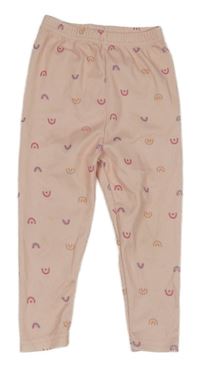 Svetloružové rebrované legíny s duhami