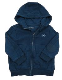 Petrolejová rebrovaná prepínaci mikina s výšivkou a kapucňou Nutmeg