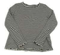 Čierno-smotanové pruhované rebrované tričko H&M