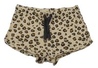 Světlehnědé leopardí bavlněné kraťasy H&M