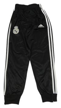 Černo-bílé sportovní tepláky s pruhy a logem Adidas