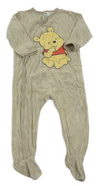 Béžový zamatový overal s medvídkem Pú H&M