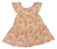 Bielo-lila-oranžové kvetované šaty Primark