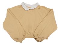 Béžová crop mikina s golierikom H&M