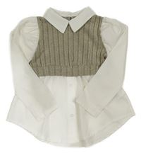 Bílo-béžová halenka s pletenou crop vestou Shein