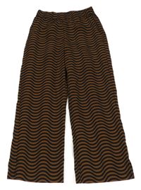Čierno-hnedé vzorované ľahké široké nohavice H&M