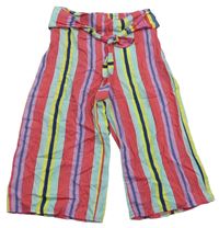 Farebně pruhované culottes nohavice s opaskom Primark