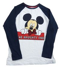 Bielo-tmavomodré tričko s Mickeym Disney