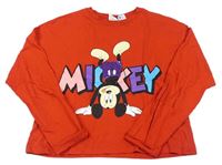 Červené crop tričko s Mickeym Zara