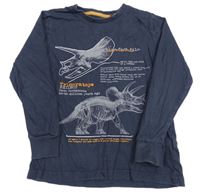 Tmavomodré tričko s dinosaurami zn. Next