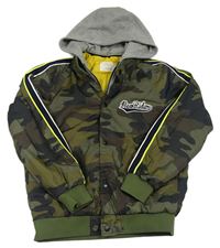 Kaki-hnedá army šušťáková zateplená bunda s kapucňou Zara