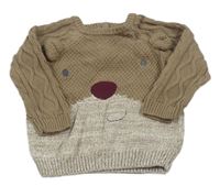 Béžový vzorovaný sveter s medvedíkom Mothercare