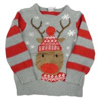 Sivo-pruhovaný sveter so sobom Miniclub