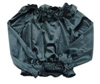 Modrošedá sametová halenka s volánky 