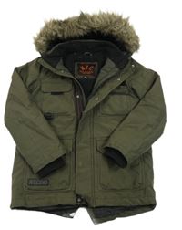 Khaki šusťáková zimní parka s kapucí C&A