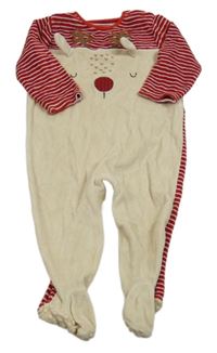 Béžovo-červený zamatový overal so sobom Next