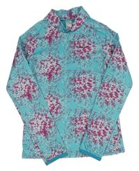 Tyrkysovo-ružové vzorované funkčné tričko Wed´ze