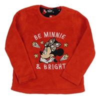 Červená chlpatá mikina s Minnií Disney