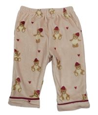 Světlerůžové plyšové tepláky s medvídky George 