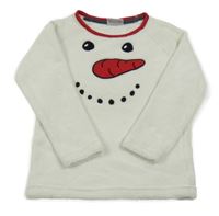 Biela chlpatá mikina so sněhulákem Topolino