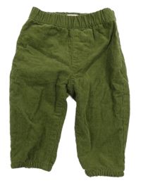 Olivové menšestrové podšité nohavice Du Pareil