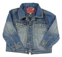 Modrá riflová bunda s výšivkou