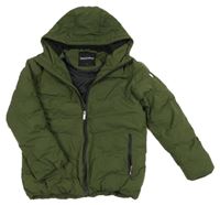Olivová šusťáková prošívaná zimní bunda s kapucí Beatwear