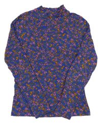 Tmavomodré triko s kytičkami Name it 