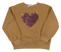 Písková mikina se srdíčkem z překlápěcích flitrů H&M