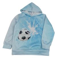 Světlemodro-biela mikina s loptou a kapucňou