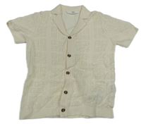 Smetanové svetrové propínací děrované tričko s límečkem M&S