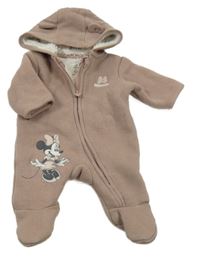 Staroružová tepláková zateplená kombinéza s Minnií a kapucňou C&A