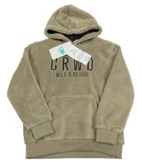 Nové - Béžová chlupatá mikina s klokankou a kapucí 