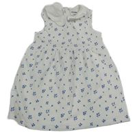 Biele šaty s kvietkami a golierikom Kiabi