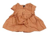 Oranžové plátěné šaty s páskem Kiabi