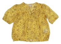 Žlutá šifonová halenka s květy C&A