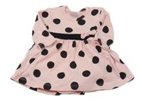 Svetloružové bodkované bavlnené šaty so všitým body