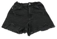 Čierne rifľové rozstrapkané é kraťasy H&M