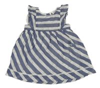 Nové - Modro-biele trblietavé plátenné šaty