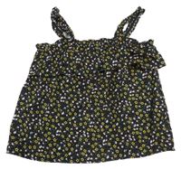 Čierny blúzková ý kvetovaný top s volánikmi Primark