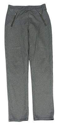 Čierno-svetlosivé vzorované tregínové nohavice so zipy PRIMARK