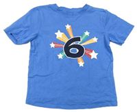 Modré tričko s číslom a hviezdičkami Topolino