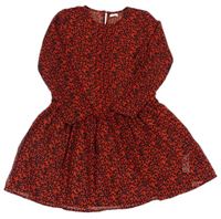 Červeno-čierne vzorované šifónové šaty Next