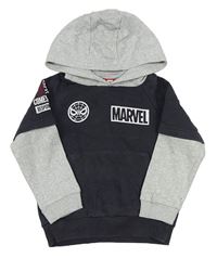 Tmavošedo-šedá mikina se Spider-manem a logem a kapsou a kapucí MARVEL