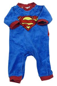 Cobaltově modro-červený sametový overal - Superman H&M