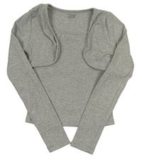 Šedé melírované žebrované bolérko so všitým crop topem PRIMARK