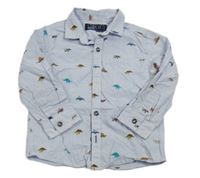 Světlemodro-biela pruhovaná košeľa s dinosaurami zn. Next